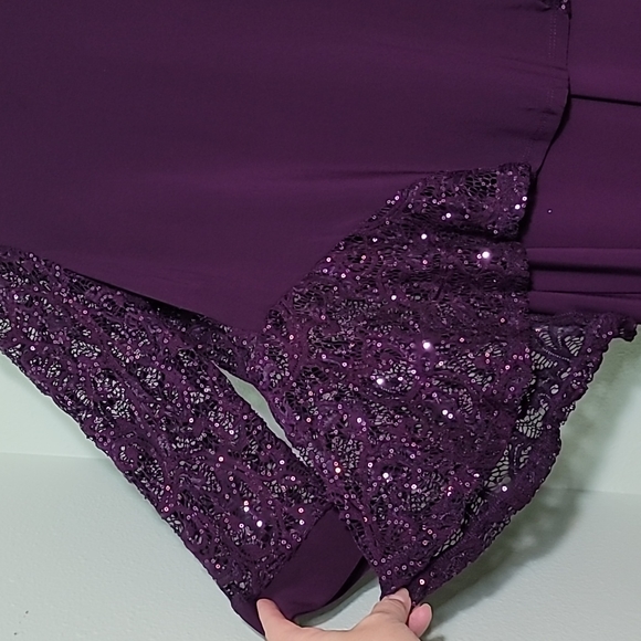 R&M Richards Dress & Jacket Sequins lace plum stretch sz 14 evening coquette - Picture 4 of 16